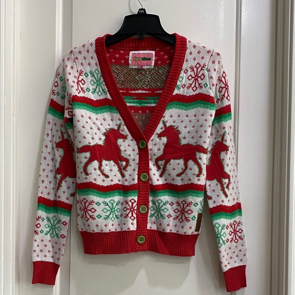 Tipsy Elves Women's Christmicorn Cardigan Size XS